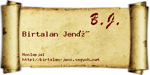 Birtalan Jenő névjegykártya